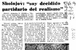 Sholojov, "soy decidido partidario del realismo".