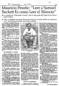 Mauricio Pesutic: "Leer a Samuel Beckett es como leer el silencio"