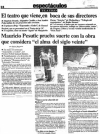 Mauricio Pesutic prueba suerte con la obra que considera "el alma del siglo veinte"