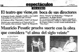 Mauricio Pesutic prueba suerte con la obra que considera "el alma del siglo veinte"