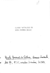 CLXXII natalicio de don Andrés Bello.