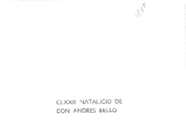 CLXXII natalicio de don Andrés Bello.