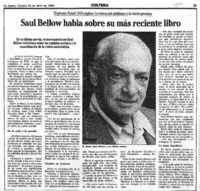 Saul Bellow habla sobre su más reciente libro.