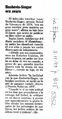 Bashevis-Singer era avaro.