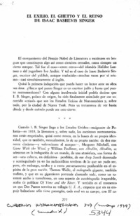 El exilio, el ghetto y el reino de Isaac Bashevis Singer