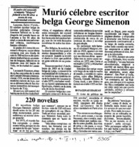 Murió célebre escritor belga Georges Simenon.