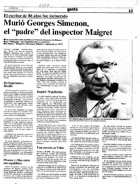 Murió Georges Simenon, el "padre" del inspector Maigret.