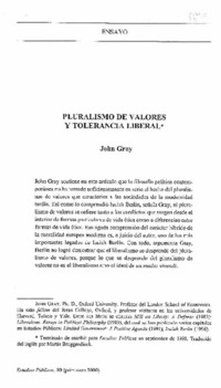 Pluralismo de valores y tolerancia liberal