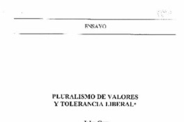 Pluralismo de valores y tolerancia liberal