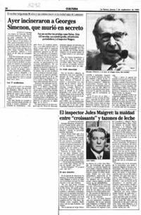 Ayer incineraron a Georges Simenon, que murió en secreto.