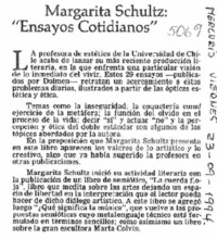 Margarita Schultz, "Ensayos cotidianos".