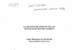 La imagen de oriente en las novelas de Severo Sarduy