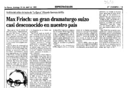 Max Frisch: un gran dramaturgo suizo casi desconocido en nuestro país