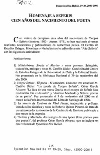 Homenaje a Seferis cien años del nacimiento del poeta.