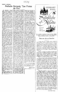 Nathalie Sarraute, "las frutas de oro"