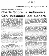 Charla sobre la antinovela con iniciadora del género.