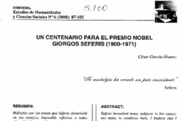 Un centenario para el Premio Nobel Giorgos Seferis (1900-1971)