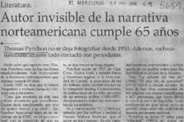 Autor invisible de la narrativa norteamericana cumple 65 años.