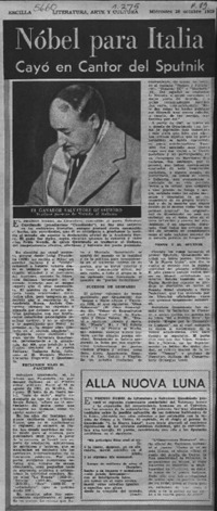 Nóbel para Italia, cayó en Cantor del Sputnik.