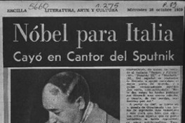 Nóbel para Italia, cayó en Cantor del Sputnik.