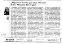 Alguien se acordó que hace 300 años murió Madame de Sevigné?