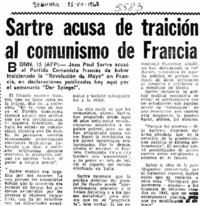 Sartre acusa de traición al comunismo de Francia.
