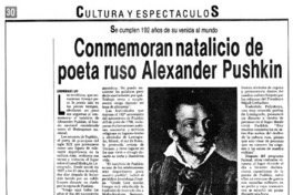 Conmemoran natalicio de poeta ruso Alexander Pushkin.