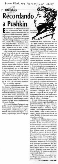 Recordando a Pushkin