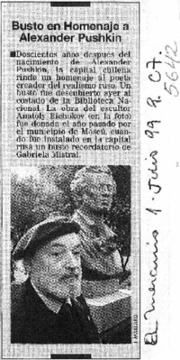 Busto en homenaje a Alexander Pushkin.