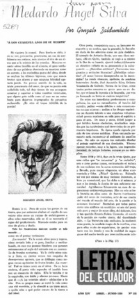 Medardo Angel Silva "a los cuarenta años de su muerte"