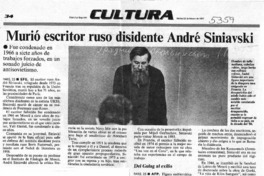 Murió escritor ruso disidente André Siniavski.
