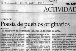 Concurso: Poesía de pueblo originarios.