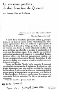 La Vocación pacifista de don Francisco de Quevedo