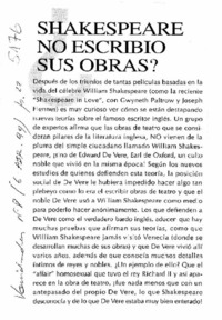 Shakespeare no escribió sus obras?