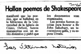 Hallan poemas de Shakespeare.