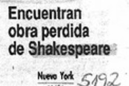 Encuentran obra perdida de Shakespeare.