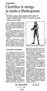 Científico le otorga la razón a Shakespeare.