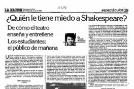 Quién le tiene miedo a Shakespeare?