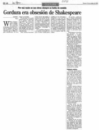 Gordura era obsesión de Shakespeare.