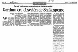 Gordura era obsesión de Shakespeare.