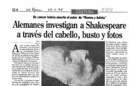 Alemanes investigan a Shakespeare a través del cabello, busto y fotos.