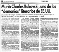 Murió Charles Bukovski, uno de los "demonios" literarios de EE.UU.