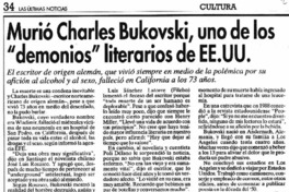 Murió Charles Bukovski, uno de los "demonios" literarios de EE.UU.