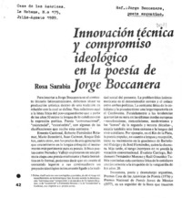 Innovación técnica y compromiso ideológico en la poesía de Jorge Boccanera