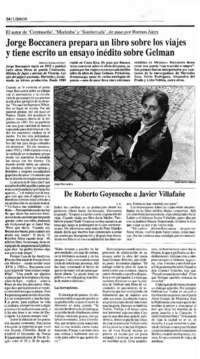 Jorge Boccanera prepara un libro sobre los viajes y tiene escrito un ensayo inédito sobre Gelman