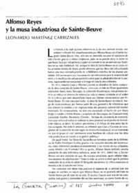 Alfonso Reyes y la musa industriosa de Sainte-Beuve