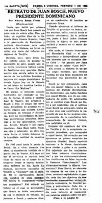 Retrato de Juan Bosch, nuevo Presidente dominicano