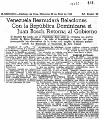 Juan Bosch retorna al gobierno.