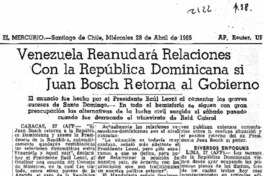 Juan Bosch retorna al gobierno.