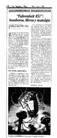 Fahrenheint 451", bomberos, libros y nostalgia